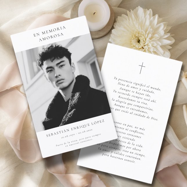 Simple Photo Spanish Prayer Cards for Funerals (Creator Uploaded)