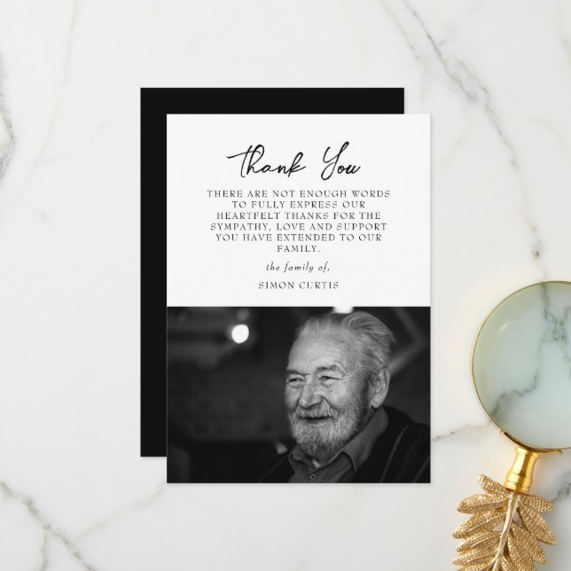 Simple Photo Sympathy Calligraphy Thank You Card (Front/Back In Situ)