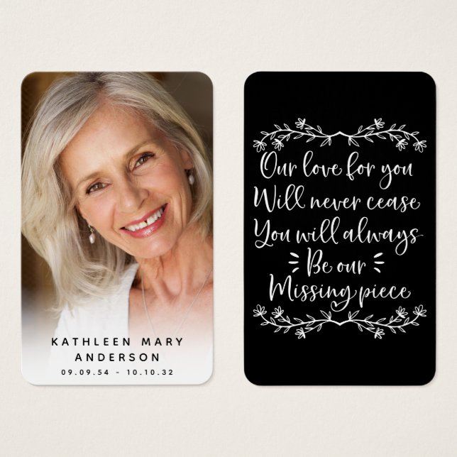 Simple Photo Sympathy Funeral Memorial Card (Front & Back)