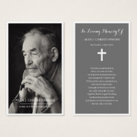 Simple Photo Sympathy Funeral Memorial Prayer Card