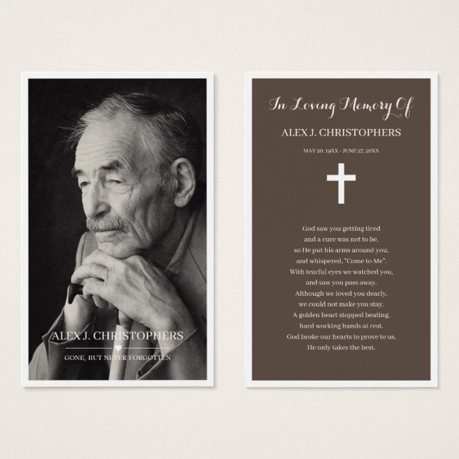 Simple Photo Sympathy Funeral Memorial Prayer Card (Front & Back)