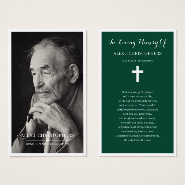 Simple Photo Sympathy Funeral Memorial Prayer Card (Front & Back)