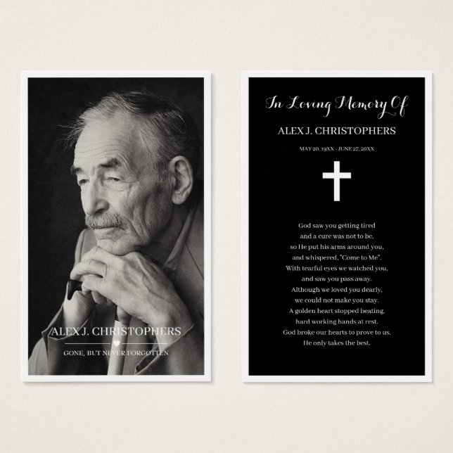 Simple Photo Sympathy Funeral Memorial Prayer Card (Front & Back)