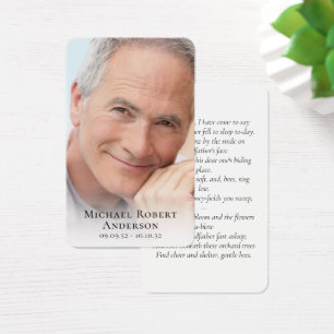 Simple Photo Sympathy Funeral Memorial Prayer Card