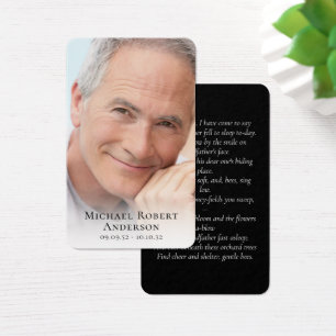 Simple Photo Sympathy Funeral Memorial Prayer Card