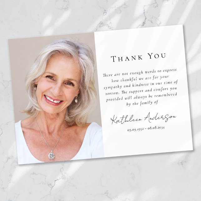 Simple Photo Sympathy Funeral Thank You Card (Creator Uploaded)