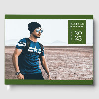 Simple Photo Tab Graduation Green Guest Book 