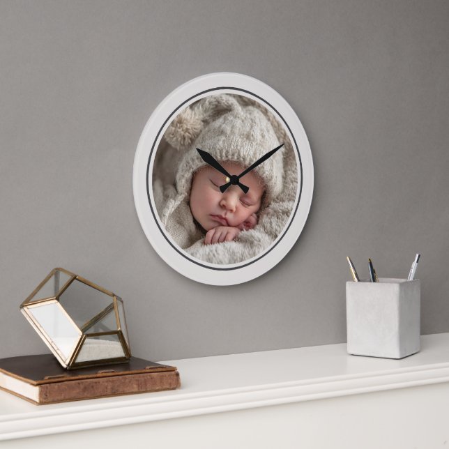 Simple Photo Template Personalised Frame Large Clock (Office)