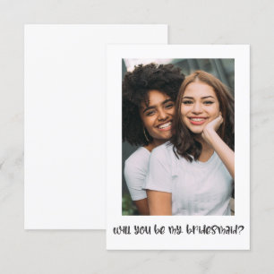 Simple Photo Text Will You Be My Bridesmaid Card