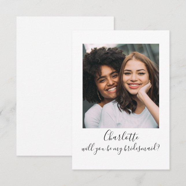 Simple Photo Text Will You Be My Bridesmaid Card (Front/Back)