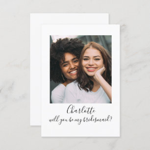 Simple Photo Text Will You Be My Bridesmaid Card