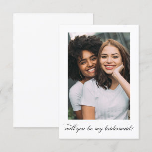 Simple Photo Text Will You Be My Bridesmaid Card