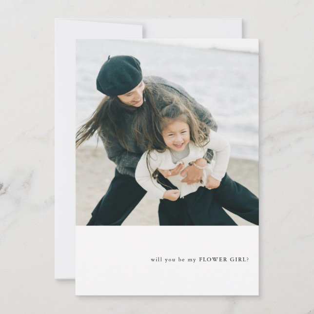 Simple Photo Theme Flower Girl Proposal Invitation (Front)