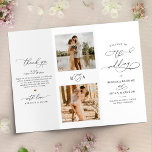 Simple Photo Tri-Fold Wedding Ceremony Program<br><div class="desc">Designed to coordinate with our Classic BnW wedding collection,  this customisable Ceremony program,  features a sweeping script calligraphy text paired with a classy serif font in black. Background & text colours can be changed to match any colour theme. Matching items available.</div>