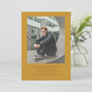 Simple Photo Typewriter Mustard Basic Graduation Announcement