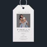 Simple Photo Typography Grey Save The Date Gift Ta Gift Tags<br><div class="desc">Simple and modern Save The Date with your photo and minimalist grey typography on a white background. Easily personalise the text and replace the photo with your own. A photo cropped to square before uploading will work best so your subject fits correctly in the placeholder. You can also change the...</div>