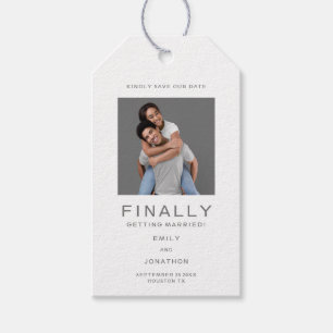Simple Photo Typography Grey Save The Date Gift Ta Tags