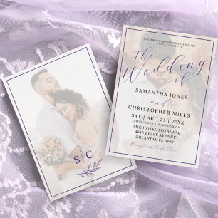 Simple Photo Typography Overlay Wedding Invitation