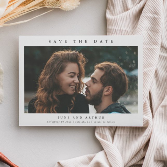 Simple Photo Wedding Save the Date Magnetic Invitation (Simple black and white wedding photo save the date magnetic invitations.)