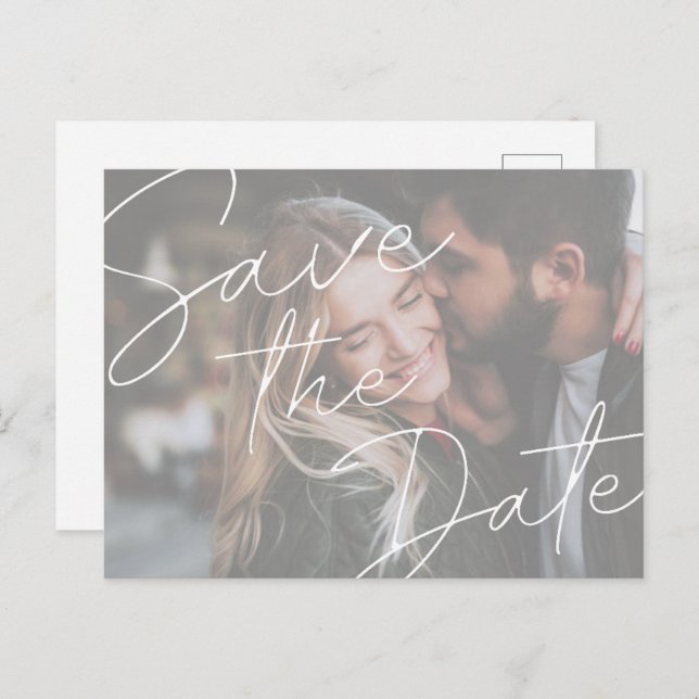 Simple Photo wedding save the date postcard (Front/Back)