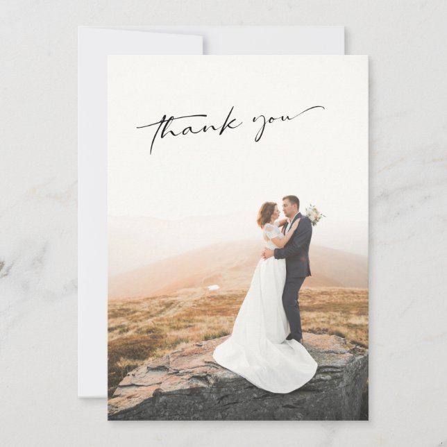 Simple Photo Wedding Thank You Card (Front)