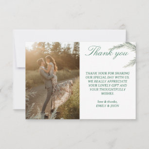 Simple Photo Wedding Thank you Card Modern Couple