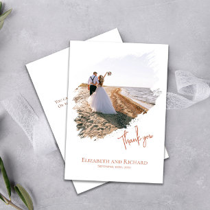 Simple Photo Wedding Thank You Custom Card