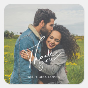 Simple Photo Wedding Thank You Favour Stickers