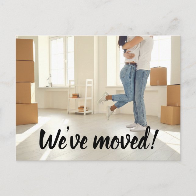 Simple Photo We've moved script change of address  Postcard (Front)