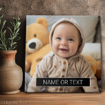 Simple Photo with Black Colour Block for Text Tile<br><div class="desc">You can use a square photo for this design. Add a name,  reunion,  year -- really any text that fits into the black box and white text. If you need to adjust the pictures,  click on the customise tool to make changes.</div>