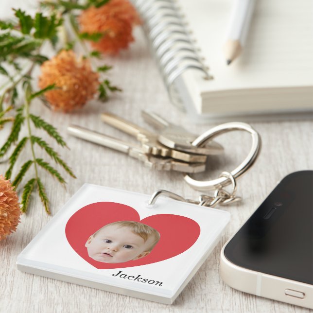 Simple Photo With Heart Key Ring (Front Right)
