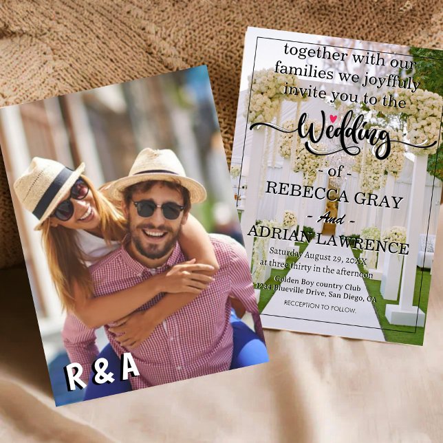 Simple Photographic Wedding Modern Minimalist  Invitation (Creator Uploaded)