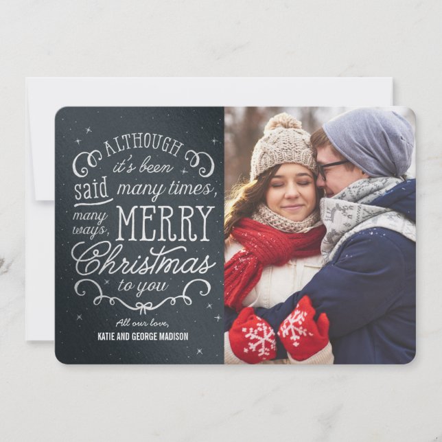 Simple Phrase Editable Colour Christmas Photo Card (Front)