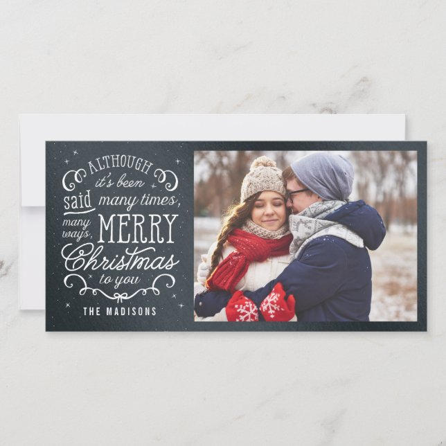 Simple Phrase Editable Colour Holiday Photo Card (Front)