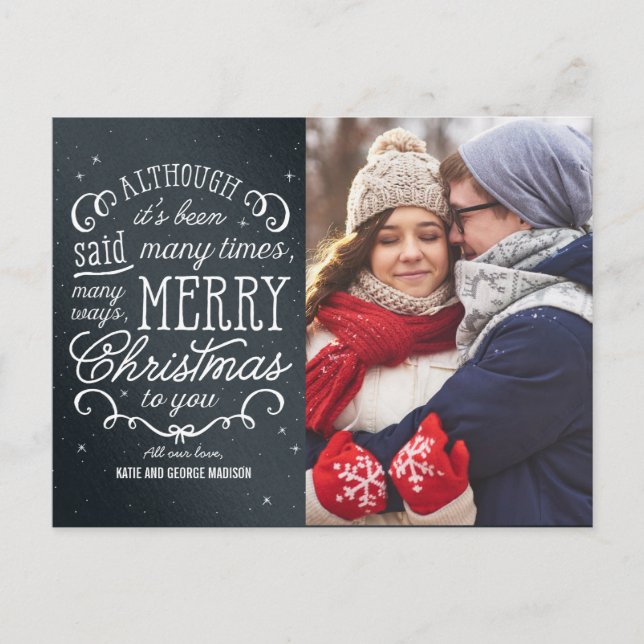Simple Phrase Editable Colour Holiday Photo Card (Front)