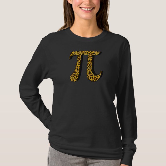 Simple Pi Leopard Pattern Symbol Pi Day Math Teach T-Shirt (Front)