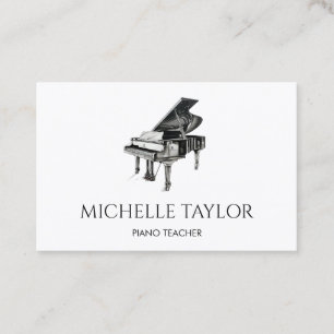 Simple Piano Instructor Music Teacher Pianist Business Card