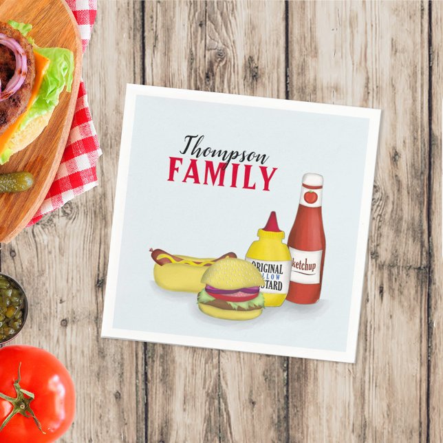 Simple Picnic Watercolor Hamburger Hotdog Cute Napkin (Creator Uploaded)