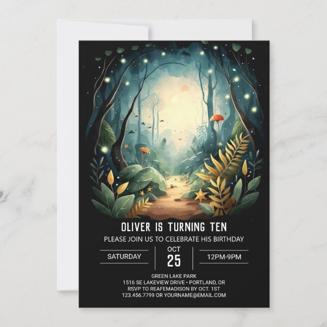 Simple Pine Adventure Woodland Birthday Invitation (Front)