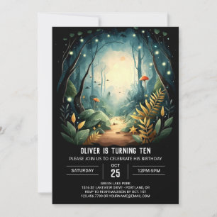 Simple Pine Adventure Woodland Birthday Invitation