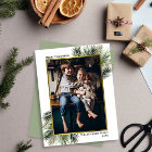 Simple Pine Branches & Gold Photo Frame Christmas