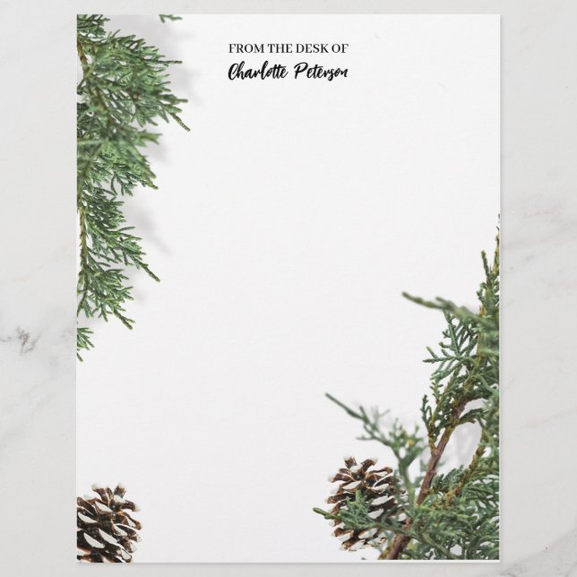 Simple Pine cone And Pine Leaves Winter Christmas  Custom Letterhead (Front)