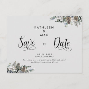 Simple Pine Cones Wedding Save the Date Announcement Postcard