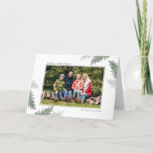 Simple Pine Sprigs, Christmas Photo Greeting Card