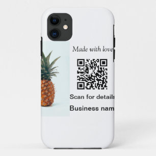 Simple pineapple fruit food q r code business deta iPhone 11 case