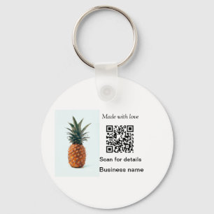 Simple pineapple fruit food q r code business deta key ring