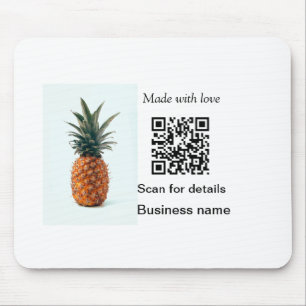 Simple pineapple fruit food q r code business deta mouse mat