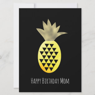 Simple Pineapple Happy Birthday Faux Gold Card