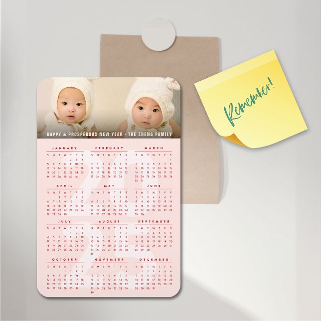 Simple Pink 2025 Calendar Minimalist Holiday Photo Magnet (Simple Pink 2025 Calendar Minimalist Holiday Photo Flexible Magnet @ fat_fa_tin)