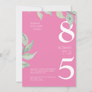 Simple Pink 85th Birthday Party Invitation